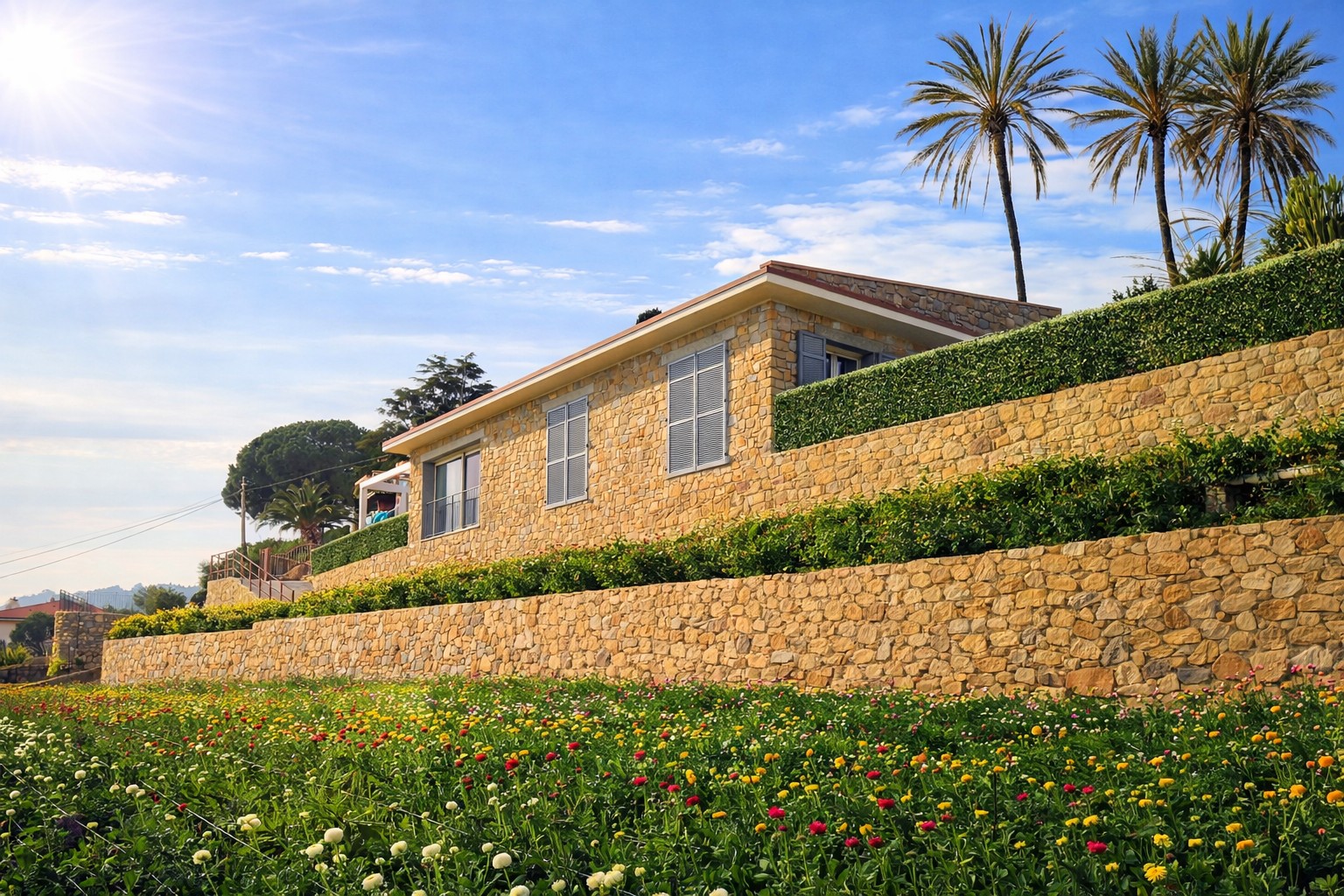 Progetto di diversi edifici residenziali ispirati all'architettura tradizionale ligure di origine agricola realizzati principalmente nella Liguria di ponente  - conclusi