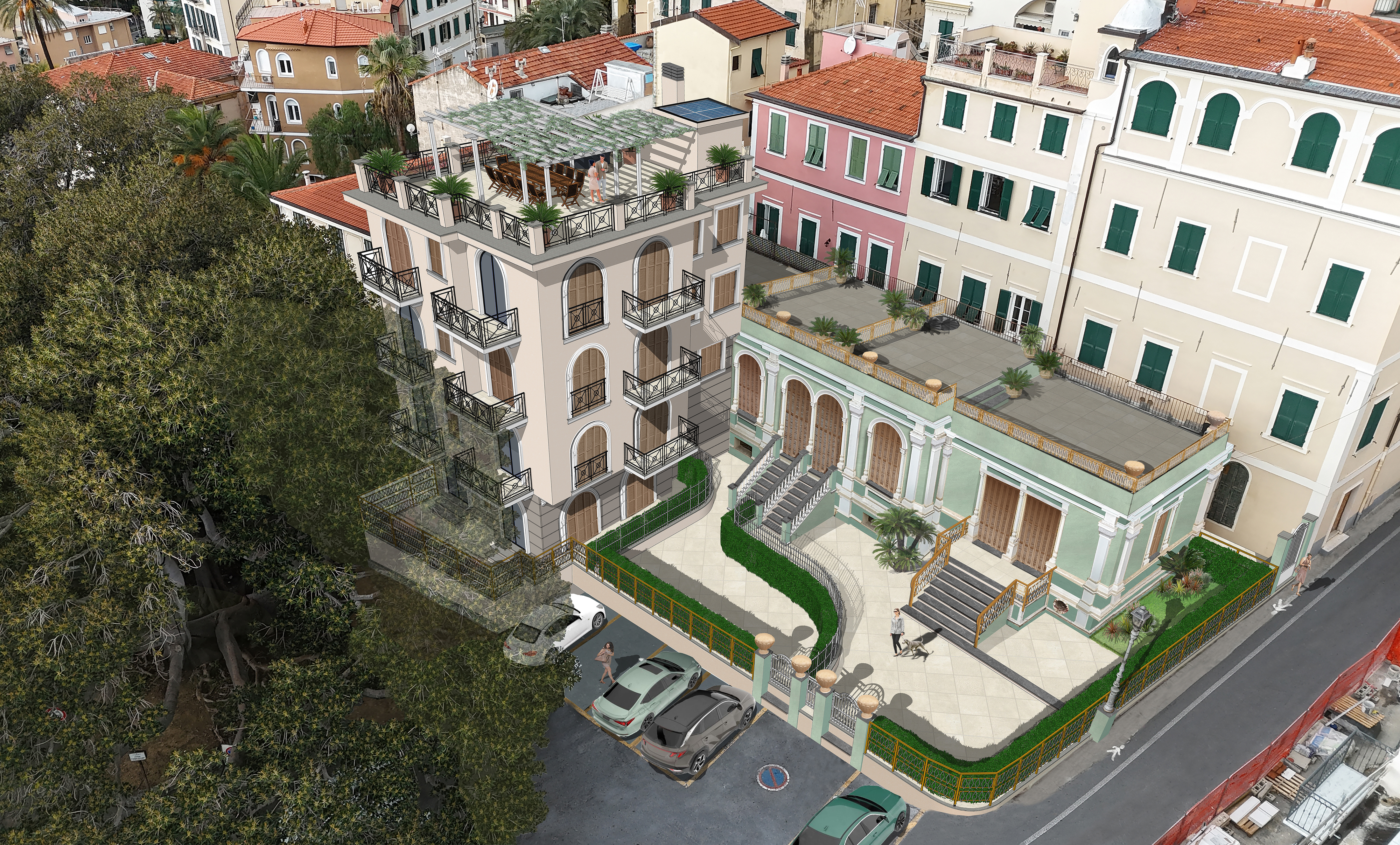 Ristrutturazione con cambio destinazione d’uso dell’ex Hotel del Capo e costruzione garage interrato – Bordighera (IM) – 2025/2026 – In iter