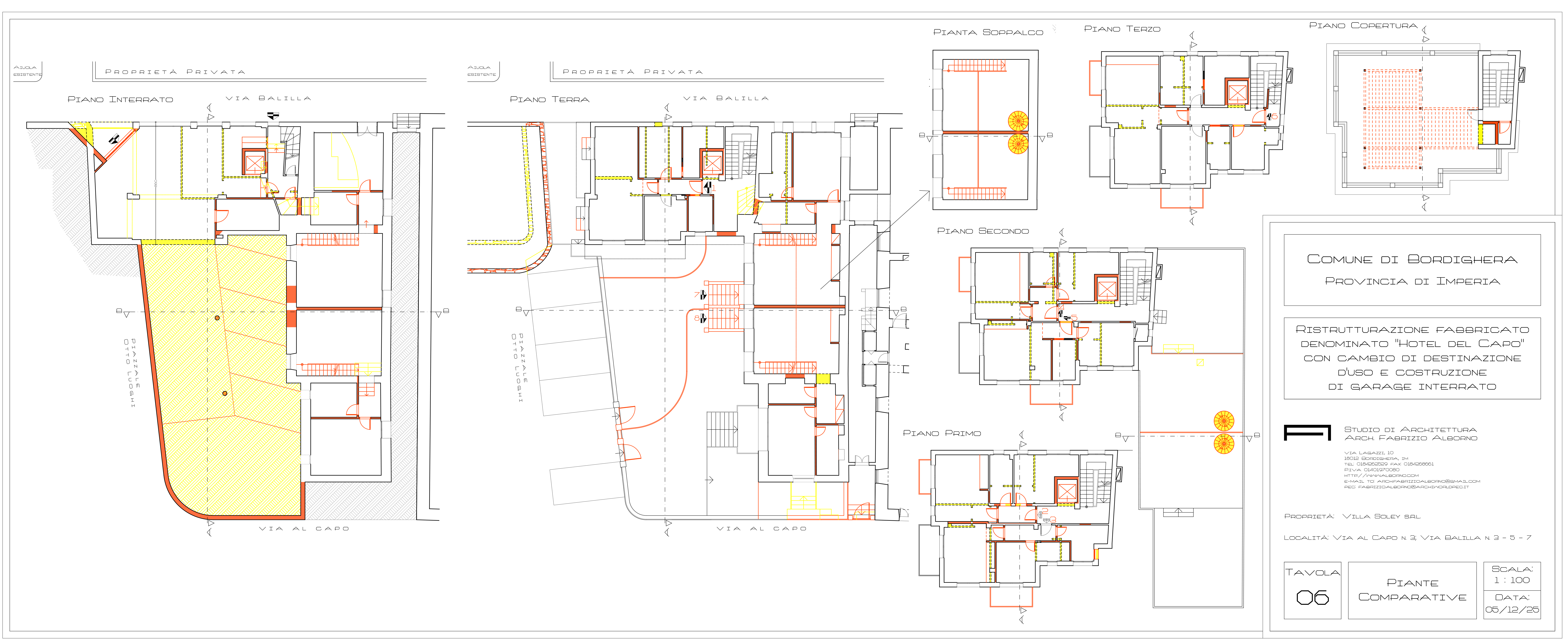 Ristrutturazione con cambio destinazione d’uso dell’ex Hotel del Capo e costruzione garage interrato – Bordighera (IM) – 2025/2026 – In iter